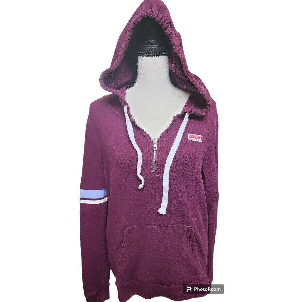 Victoria's Secret LOVE PINK Burgundy Full Zip Hoodie Size Medium